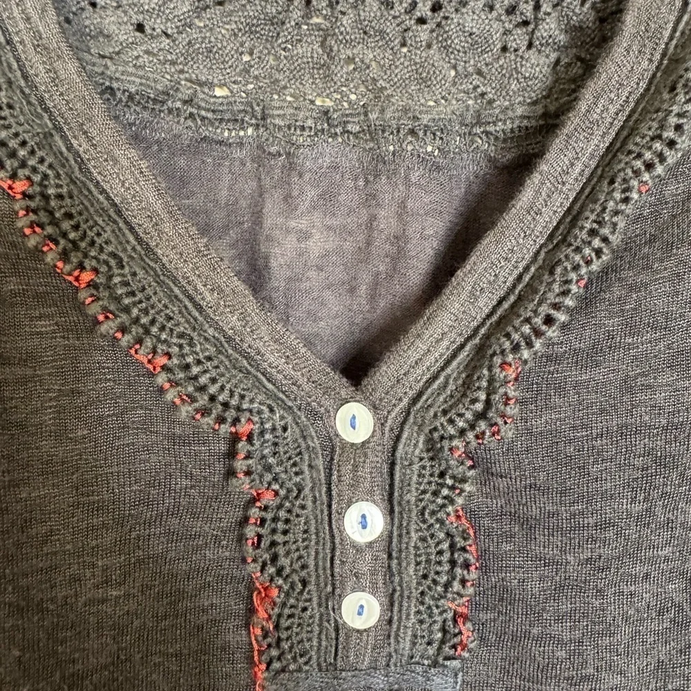 Free People Siesta‎ Fiesta Long Sleeve Boho Y2K Embroidered Top Size Small